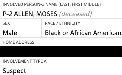 Atlanta Police Department incident report identifying Moses Allen as Black or African American